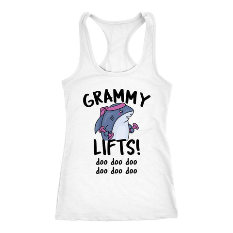 Image of Grammy Shark Lifts! Doo Doo Doo, Funny Grandma Workout Tank, Nana Fitness Shirt