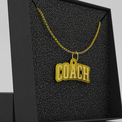 Image of COACH Necklace, Sterling Silver Coaching Gift, Challenge Group Reward Gifts, Womens Mens Fitness Pendant