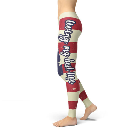 Image of Living My Best Life In The USA Leggings - Obsessed Merch