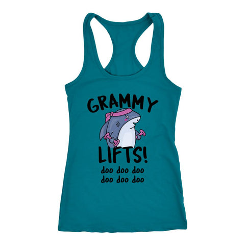 Image of Grammy Shark Lifts! Doo Doo Doo, Funny Grandma Workout Tank, Nana Fitness Shirt