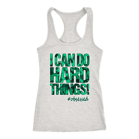 Image of I Can Do Hard Things Workout Tank, Motivational Fitness Shirt for Women, Teal Camo Design #Obsessed - Obsessed Merch