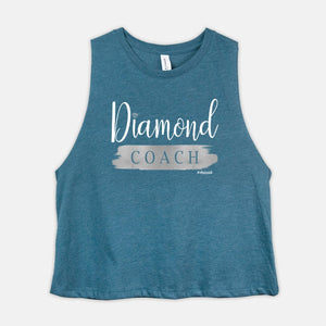 DIAMOND COACH Cropped Tank Womens Workout Crop Shirt Ladies Fitness Coaching Reward Gift