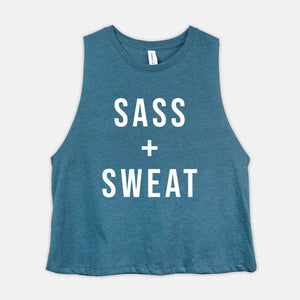SASS + SWEAT Dance Workout Crop Top Womens Sassy Dancing Cropped Racerback Tank Coach Gift