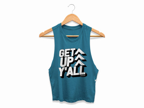 Image of GET UP Y'ALL Cropped Tank Womens Let's Dance Workout Crop Top Coach Gift