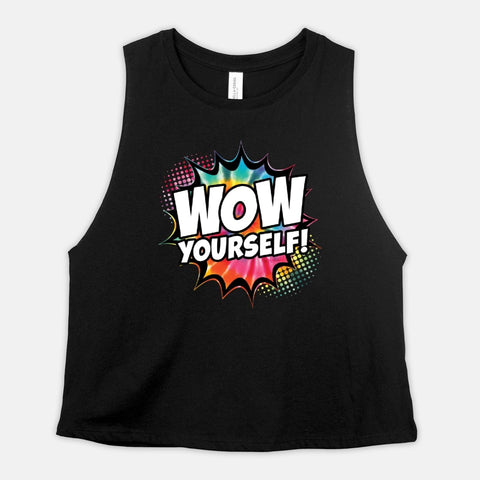 Image of WOW Yourself! Let's Dance Workout Crop Top Womens Get Up Tie Dye Comic Book Style Cropped Tank Coach Shirt Gift