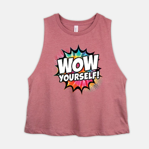 Image of WOW Yourself! Let's Dance Workout Crop Top Womens Get Up Tie Dye Comic Book Style Cropped Tank Coach Shirt Gift
