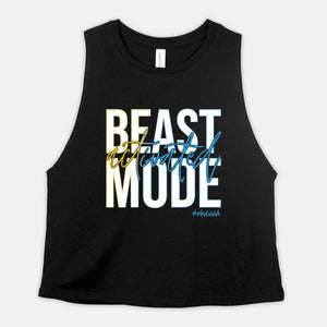 BEAST MODE Activated Womens Crop Top Six45 Inspired Cropped Tank Ladies Coach Challenger Shirt - White + Gradient Edition