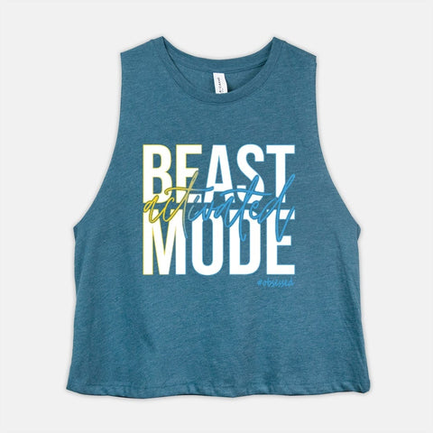 Image of BEAST MODE Activated Womens Crop Top Six45 Inspired Cropped Tank Ladies Coach Challenger Shirt - White + Gradient Edition