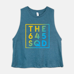 THE 645 SQUAD Crop Top Womens Workout Tank Ladies Cropped Coach Team Challenge Group Shirt