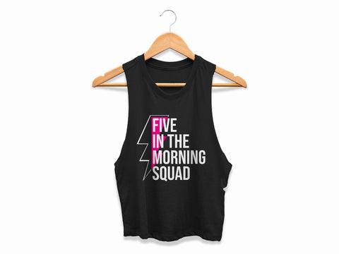 Image of 5AM SQUAD Workout Crop Top Womens Five In The Morning Crew Fitness Tank Ladies MM100 Coach Challenge Group Shirt Gift