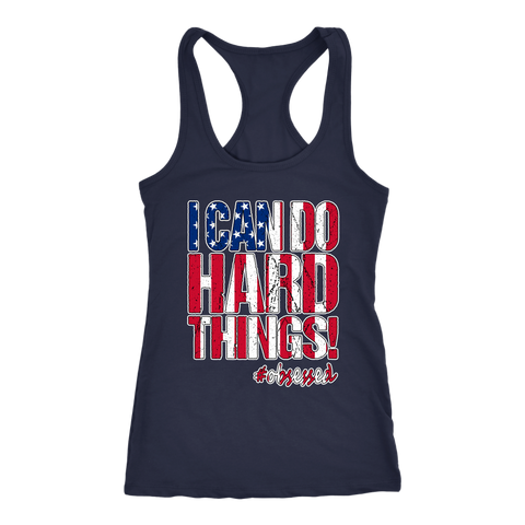 Image of I Can Do Hard Things USA Flag Womens Workout Tank Ladies Patriotic Running Fitness Motivational Quote Shirt