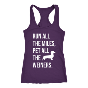 Weiner Dog Shirt Womens Run All The Miles Pet All The Weiners Funny Dachshund Tank Sausage Dog Lover Running Gift