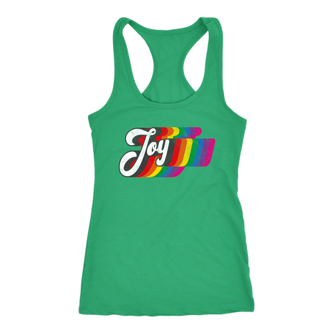 Image of JOY Rainbow Tank Womens Find the Joy colorful Warn Look Workout Shirt Ladies Dance Coach Gift Top