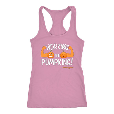 Image of L4: Women's Working The Pumpkins! Racerback Tank Top - Obsessed Merch