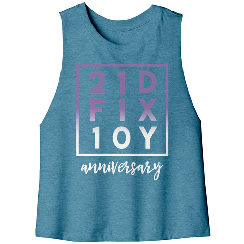 Image of 21D FIX 10Y Anniversary Workout Cropped Tank Womens 21 Day Autumn Coach Fix Ten Year Challenge Group Gift