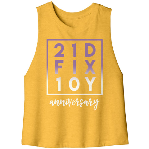 Image of 21D FIX 10Y Anniversary Workout Cropped Tank Womens 21 Day Autumn Coach Fix Ten Year Challenge Group Gift