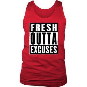 Fresh Outta Excuses "Straight Outta" Inspired Men's Cotton Tank Top, Coach Gift