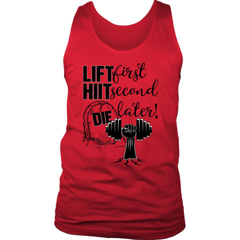 Image of L4: Lift First, Hiit Second, Die Later! Men's 100% Cotton Tank - Obsessed Merch