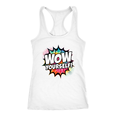 Image of WOW Yourself! Let's Dance Workout Tank Womens Get Up Tie Dye Comic Book Style Shirt Coach Gift