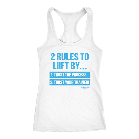 Image of Lift & Hiit Workout Tank, Womens Trust The Process, Trust Your Trainer! Challenger / Coach Fitness Shirt - Obsessed Merch