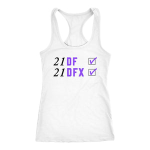 Women's 21 DF + 21 DFX Tick Box Completed Racerback Tank Top - Obsessed Merch