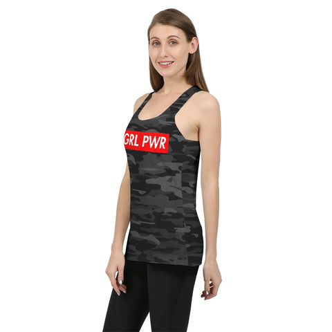 Image of Camo GRL PWR B&W Women's Barbara Kruger Inspired Racerback Tank Top - Obsessed Merch