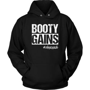 Booty Gains Hoodie, Butt Workout Hooded Sweatshirt Womens Mens Unisex, Squat Lover Coach Gift