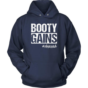 Booty Gains Hoodie, Butt Workout Hooded Sweatshirt Womens Mens Unisex, Squat Lover Coach Gift