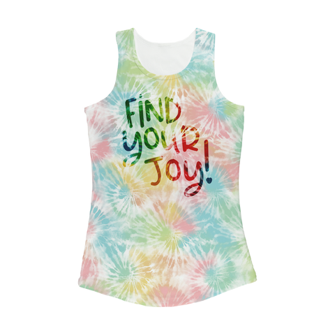 Image of Find Your Joy! Colorful Pastel Swirls Tie Dye Women Performance Tank Top