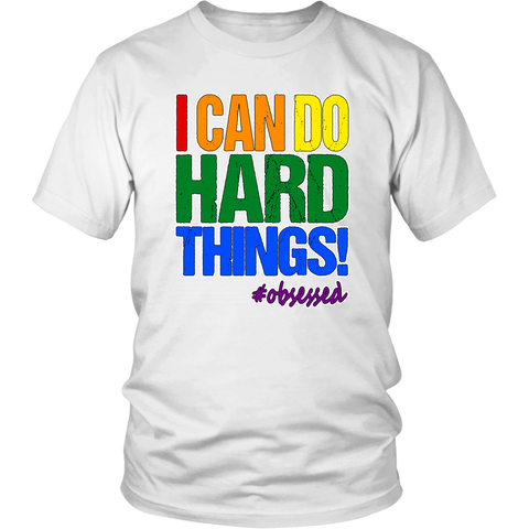 Image of LGBTQ Pride Shirt I Can Do Hard Things Motivational Quote Mens Womens Unisex T-shirt Transgender Gay Lesbian Bisexual Coming Out Gift