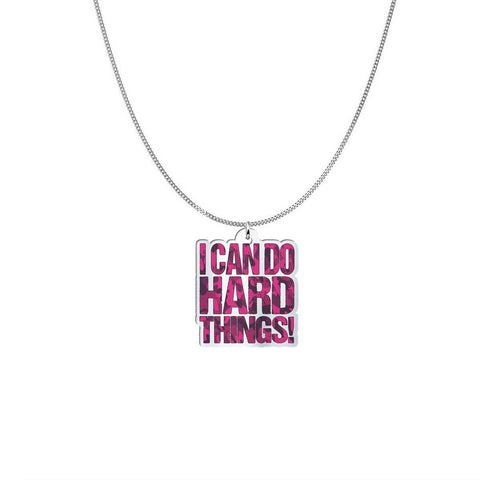 I Can Do Hard Things Pendant Necklace, Pink Camo Coach Gift, Womens Challenge Group Reward, Motivational Fitness Gifts