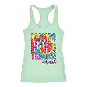 I Can Do Hard Things Workout Tank Motivational Fitness Shirt for Women Pink Tie Dye Design #Obsessed