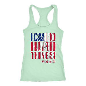 I Can Do Hard Things USA Flag Womens Workout Tank Ladies Patriotic Running Fitness Motivational Quote Shirt