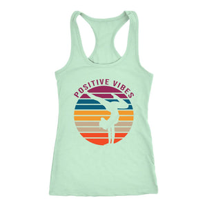 Yoga Handstand Tank Top Womens Positive Vibes Silhouette Racerback Workout Shirt