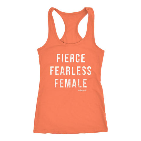 Image of Fierce Fearless Female distressed Women's Racerback Tank Top - White - Obsessed Merch