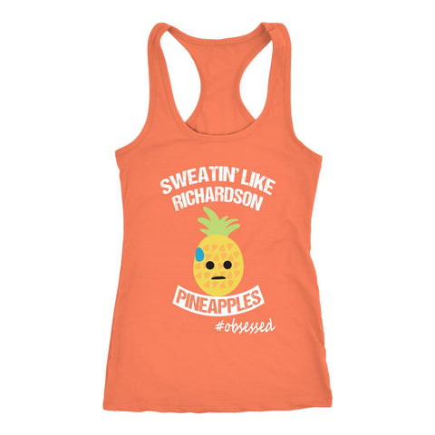 Image of Sweat Like Richardson, Emoji Pineapple Womens Coach Workout Tank, Ladies Fitness Shirt - Obsessed Merch