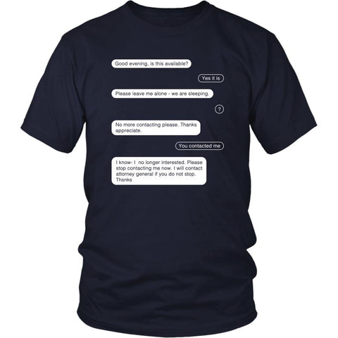 Image of THSNKS Shirt, Good Evening, Is This Available, No More Contacting Please, Contact Attorney General, Funny TikTok Inspired Unisex T-Shirt, Mens Womens