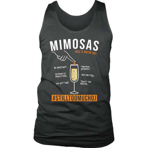 Image of Joel's Mimosa Ratio 101 Funny Workout Tank Mens Coach Challenge Group Shirt Gift