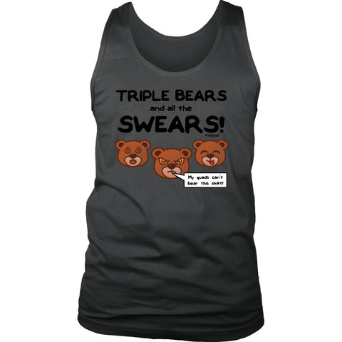 Image of L4: Men's Triple Bears & All The Swears 100% Cotton Tank - Obsessed Merch