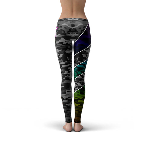 Image of I Can Do Hard Things Snow / Rainbow Mixed Camo Leggings - Obsessed Merch