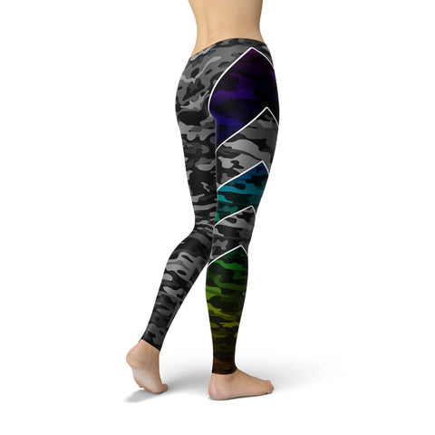 Image of I Can Do Hard Things Snow / Rainbow Mixed Camo Leggings - Obsessed Merch