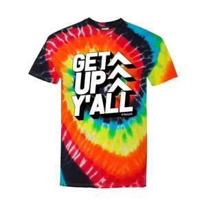 GET UP Y'ALL Unisex Tie Dye Let's Dance Workout Shirt Womens Mens Fitness Coach Tee