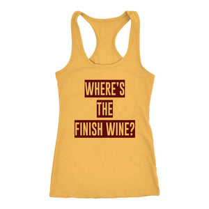 Wheres the Finish Wine Womens Tank, Funny Red Wine Ultra Running Shirt - Obsessed Merch