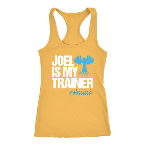 Image of L4: Women's Joel Is My Trainer Racerback Tank Top - Obsessed Merch