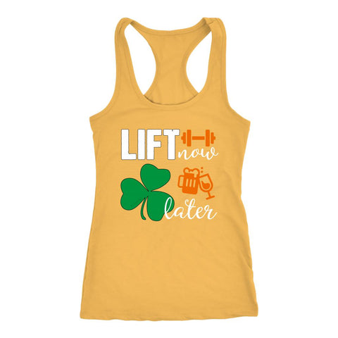 Image of Lift Now, Shamrock Later Womens St Patricks Tanks, Irish Workout Shirt for Girls who Lift - Obsessed Merch