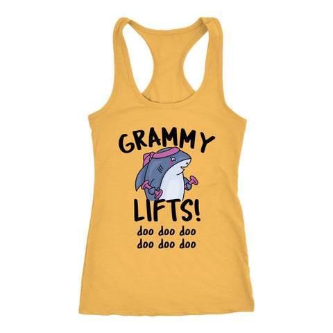 Grammy Shark Lifts! Doo Doo Doo, Funny Grandma Workout Tank, Nana Fitness Shirt