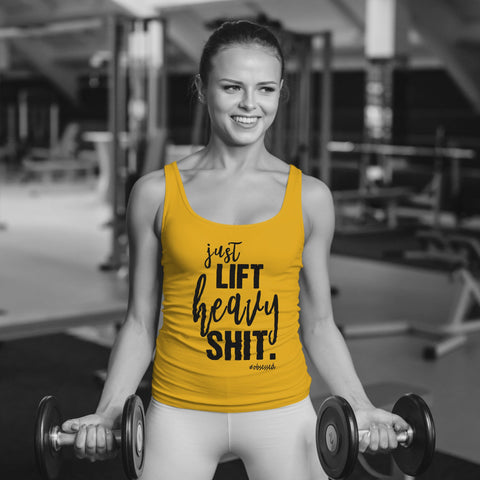 Image of Just Liift Heavy Shit, Womens Workout Tank Top, Ladies Weight Lifting Shirt, Fitness Swear Word Top - Obsessed Merch