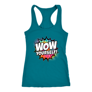 WOW Yourself! Let's Dance Workout Tank Womens Get Up Tie Dye Comic Book Style Shirt Coach Gift