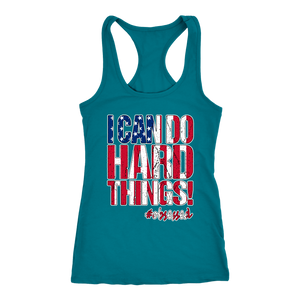 I Can Do Hard Things USA Flag Womens Workout Tank Ladies Patriotic Running Fitness Motivational Quote Shirt