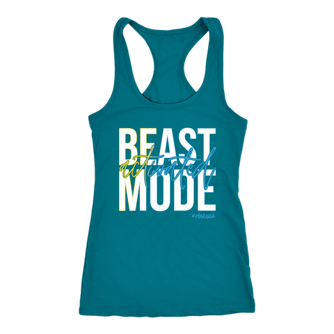 Image of BEAST MODE Activated Womens Workout Tank Six45 Inspired Shirt Ladies Coach Challenger Gift | White + Gradient Edition